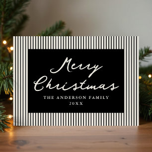 Modern Black Stripes Merry Christmas Non-Photo Holiday Card