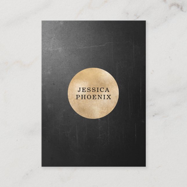 Modern black structure gold circle (imitation) business card (Front)