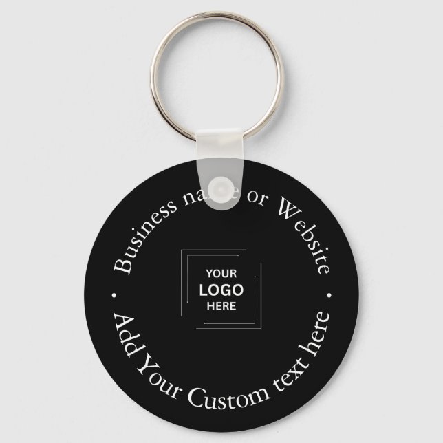 Modern Black Stylish Professional Business Logo Key Ring (Back)