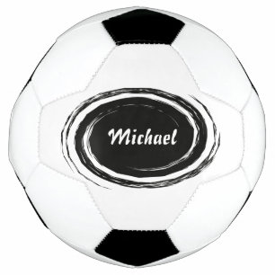Modern Black Swirl Oval Personalised Soccer Ball