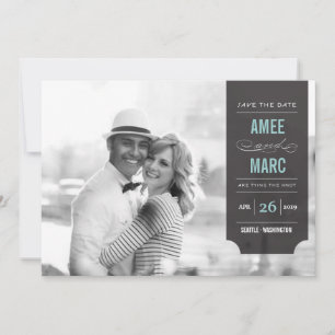 Modern Black Tab Stylish Chic Photo Save The Date