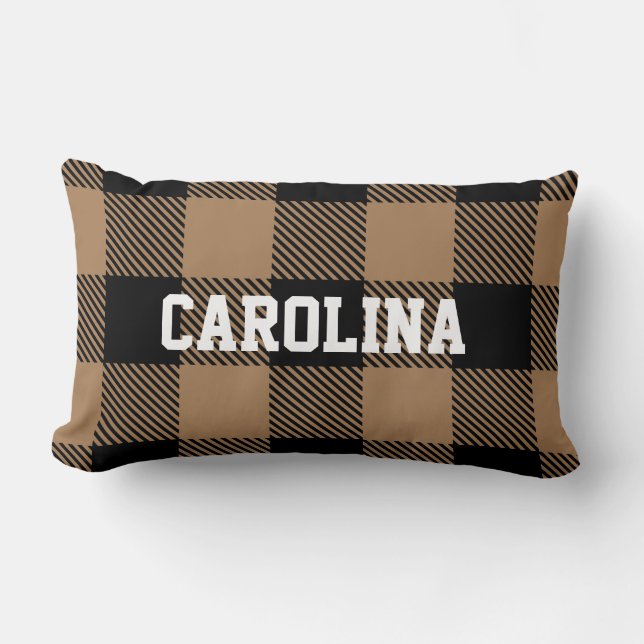 modern black tan buffalo check  lumbar cushion (Front)