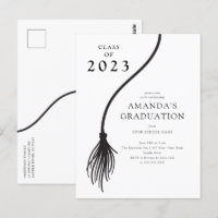 Modern Black Tassel Graduation Party Postcard