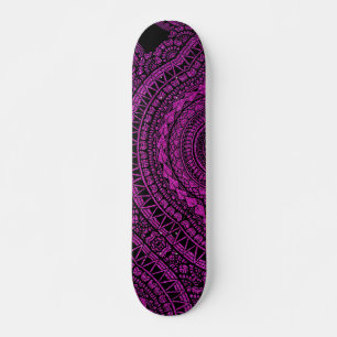 Modern Black Tattoo Ikat Geometric Tribal Pattern Skateboard
