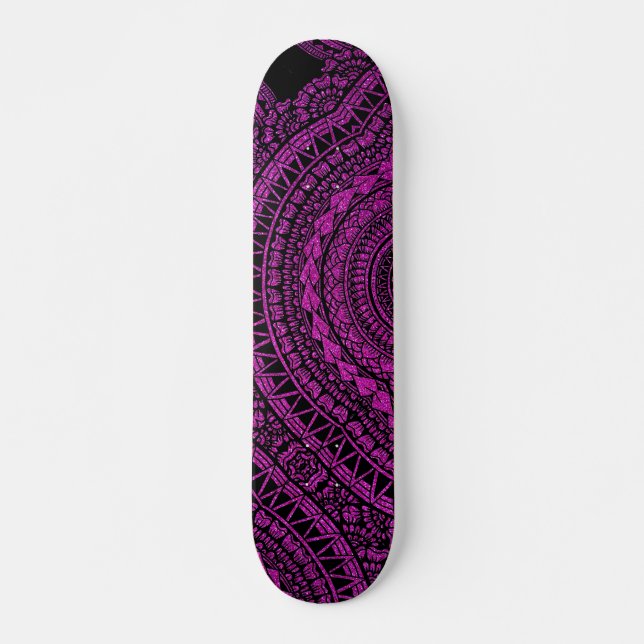 Modern Black Tattoo Ikat Geometric Tribal Pattern  Skateboard (Front)