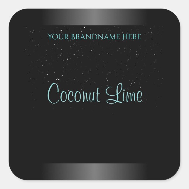 Modern Black Teal Ombre Product Label Soft Glitter (Front)