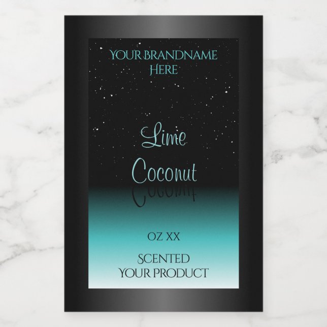 Modern Black Teal Ombre Product Label Soft Glitter (Single Label)