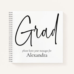Modern Black Text Grad Name Graduation Guest Book