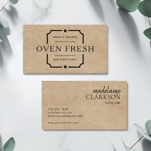 Modern Black Text Kraft Pastry Chef Bakery Business Card