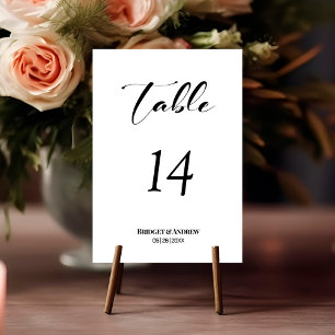 Modern Black Text Wedding Table Number