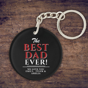 Modern Black The Best Dad Ever Typography Key Ring