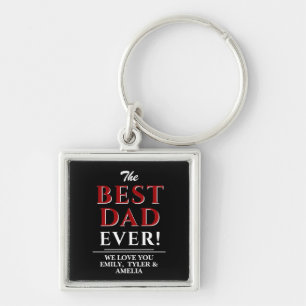 Modern Black The Best Dad Typography Father`s Day  Key Ring