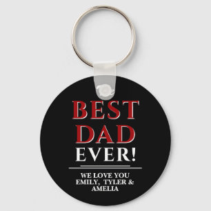 Modern Black The Best Dad Typography Father`s Day Key Ring