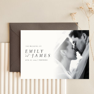 Modern Black Tie Luxury Photo Wedding Invitation