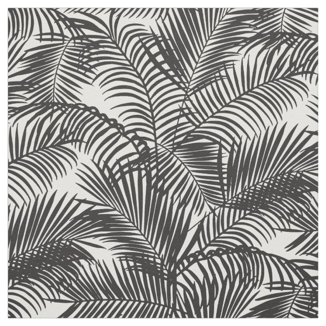Modern black tropical palm trees pattern fabric (Swatch)