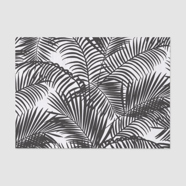Modern black tropical palm trees pattern tissue paper (Front)