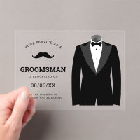 Modern Black Tuxedo Groomsman Request