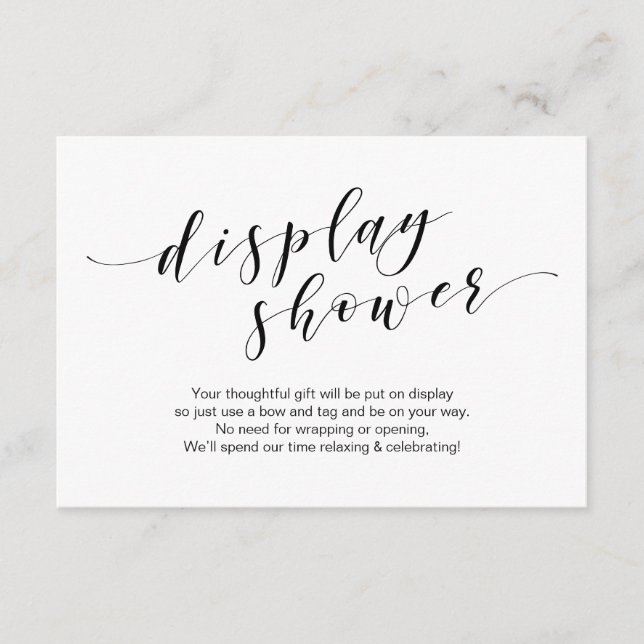 Modern black typeface, Display Shower Enclosure Card (Front)