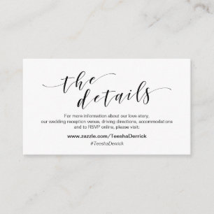 Modern black typeface, Our Details, RSVP, hashtag Enclosure Card