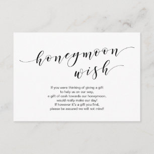 Modern black typeface, Wedding Honeymoon Wish Fund Enclosure Card