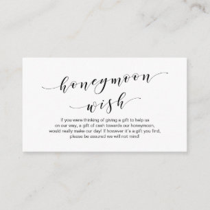 Modern black typeface, Wedding Honeymoon Wish Fund Enclosure Card