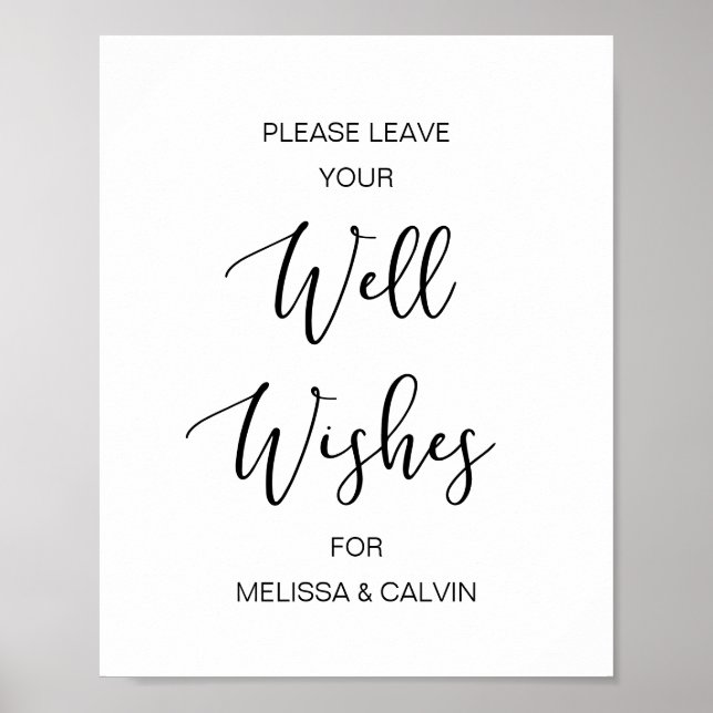 Modern Black Typeface, Wedding Well Wishes Poster (Front)