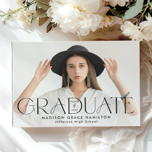 Modern Black Typography 2 Photo Graduation Guest Book