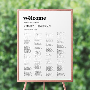 Modern Black Typography Alphabetical Seating Chart