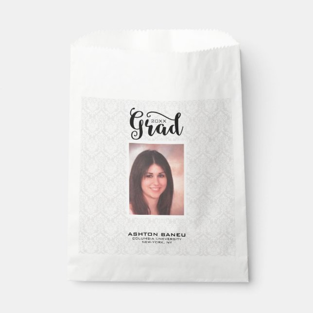 Modern Black Typography And Photo-Graduations Favour Bags (Front)