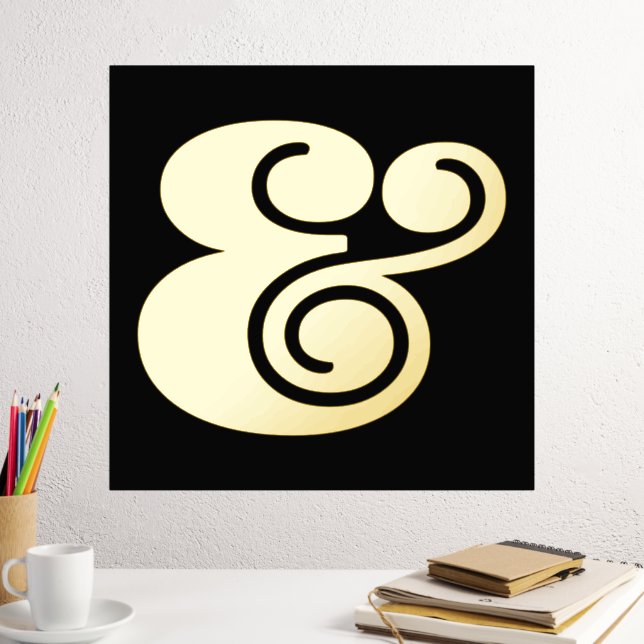 Modern Black Typography Big Ampersand Gold Foil Prints (In Situ (Desk 2))