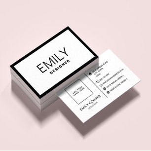 Modern Black Typography   Black Border Business Card