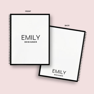 Modern Black Typography   Black Border Notebook