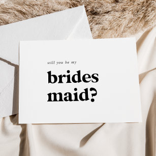 Modern Black Typography Bridesmaid Proposal Card