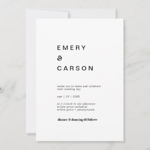 Modern Black Typography Casual Wedding Invitation