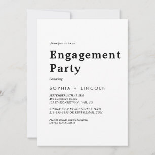Modern Black Typography Engagement Party Invitation