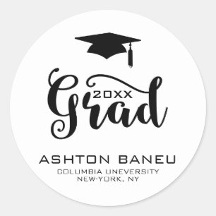 Modern Black Typography-Graduation Classic Round Sticker