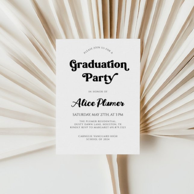 Modern Black Typography Graduation Party Invitation (Creator Uploaded)