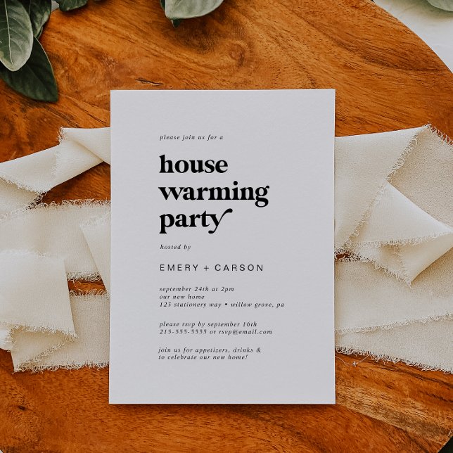Modern Black Typography Housewarming Party Invitation (Creator Uploaded)