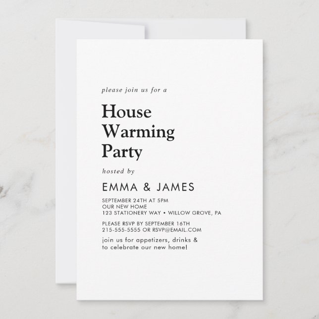 Modern Black Typography Housewarming Party  Invitation (Front)