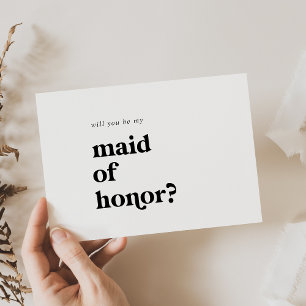 Modern Black Typography Maid of Honour Proposal Invitation
