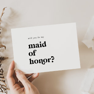 Modern Black Typography Maid of Honour Proposal Invitation