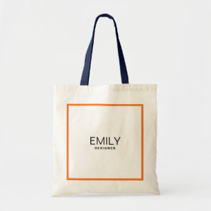 Modern Black Typography Orange Border Tote Bag