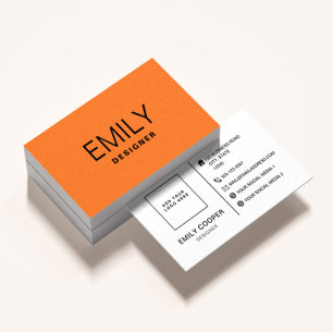 Modern Black Typography   Orange Business Card
