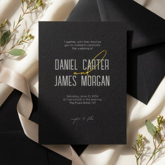 Modern Black Typography Photo Wedding Invitation
