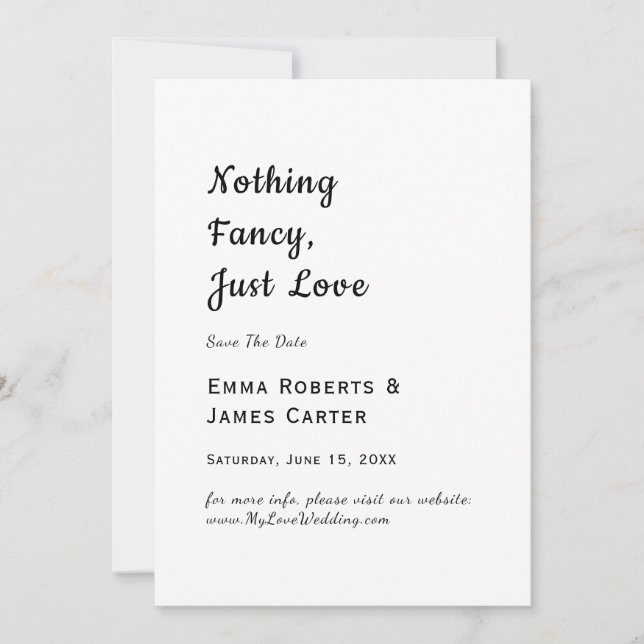 Modern Black Typography Save the Date (Front)