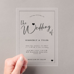 Modern black typography script wedding acrylic invitations