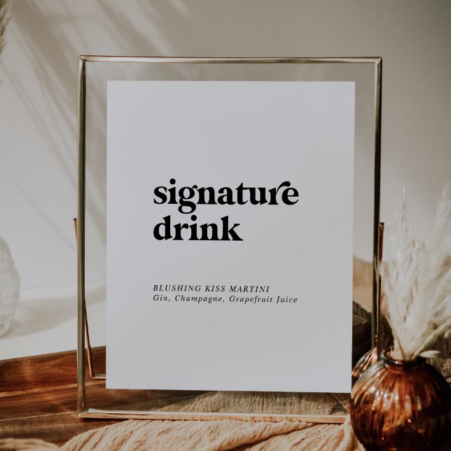 Modern Black Typography Signature Drink Sign (Modern Black Typography Signature Drink Sign)