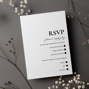 Modern black typography simple elegant wedding RSVP card
