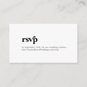 Modern Black Typography Wedding Website RSVP Enclosure Card
