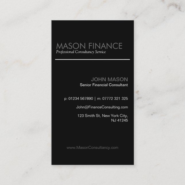 Modern Black Vertical - Professional Business Card (Front)